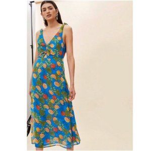TOP SHOP Citrus Printed Blue Dress-Size 2